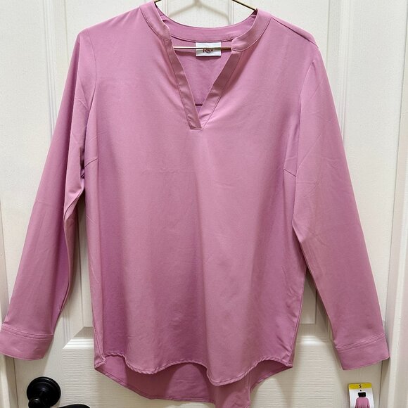 New Rev3 Tunic Blouse Women's Size S Pink Center Back Pleat Stretch Office Work - Picture 1 of 12